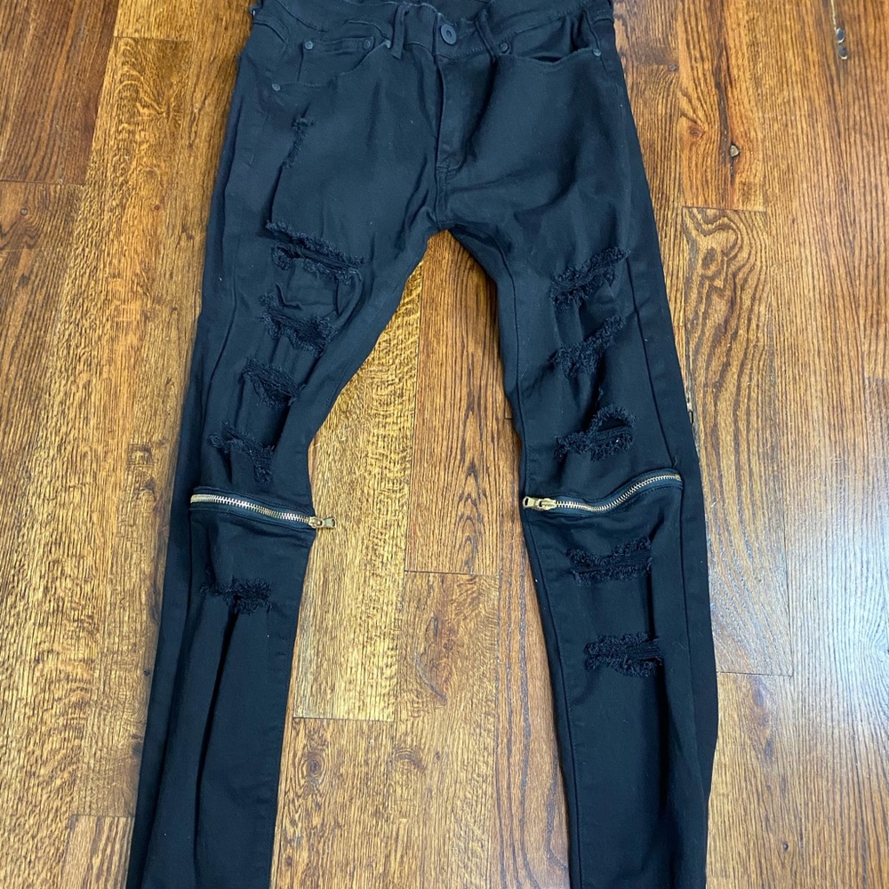 Black denim ripped jeans